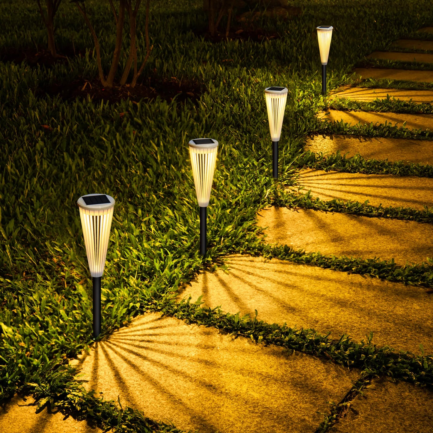 Warm / White Solar Bollard Lawn Spike Light – Waterproof Outdoor Garden & Landscape LED Lamp